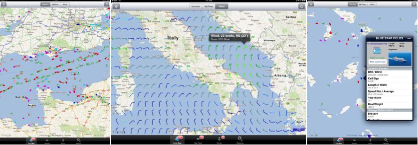 Figure 3 - Preview of Marine Traffic for iPhone & iPad Applications